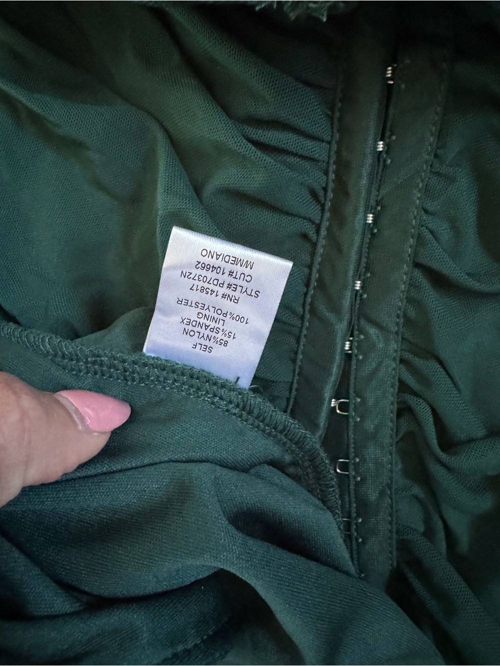 privy Deep Green Ruched Midi Dress with Front Buttons - Picture 7 of 9
